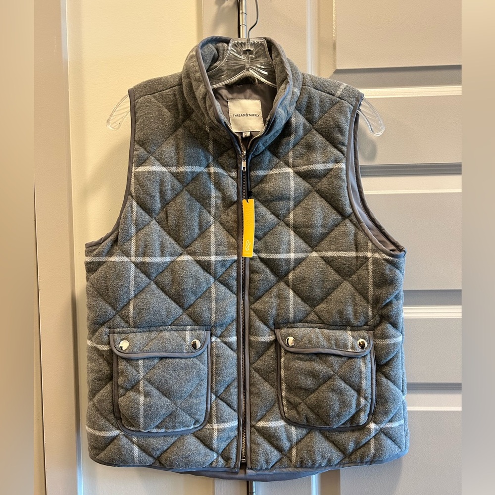 Grey Plaid Vest